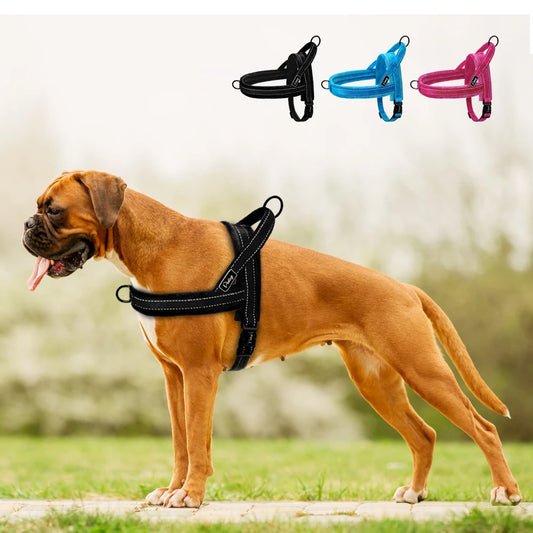 No Pull Padded Reflective Nylon Dog Harness