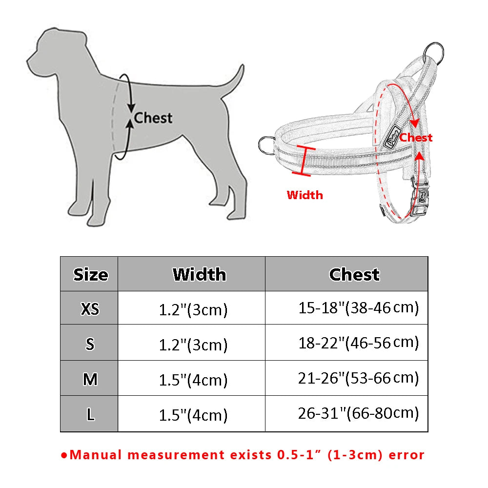 No Pull Padded Reflective Nylon Dog Harness