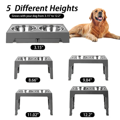 Elevated Adjustable Dog Bowl Feeder